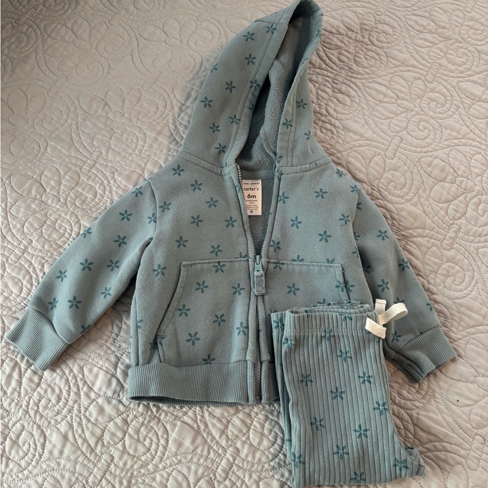 Carter's Blue Floral Hooded Jacket and Pants Set